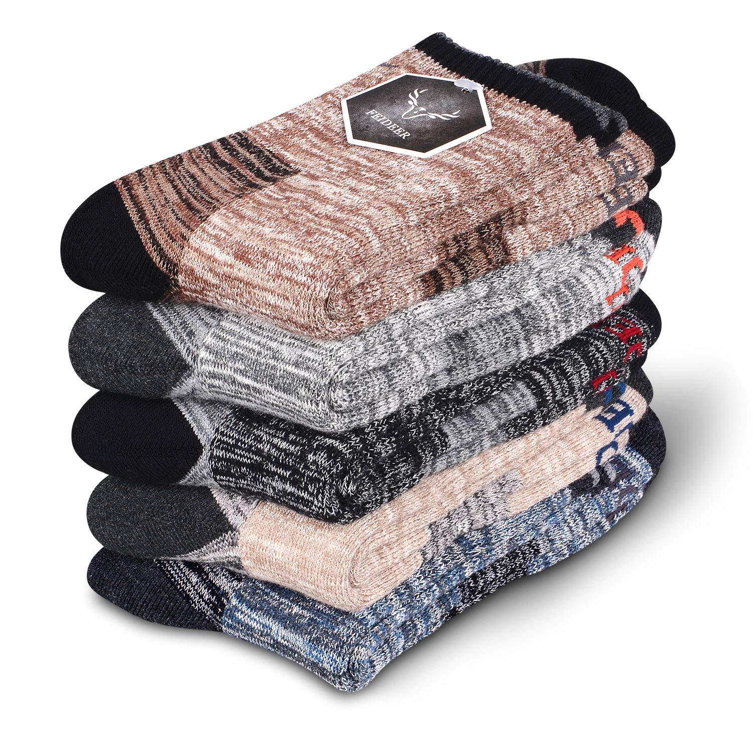 FEIDEER FEIDEER Men\'s Hiking Walking Socks, 5 pack Wicking Cushioned Outdoor Recreation Quarter Low Cut Ankle Socks for Men (TJ-2-5MS20105-L)