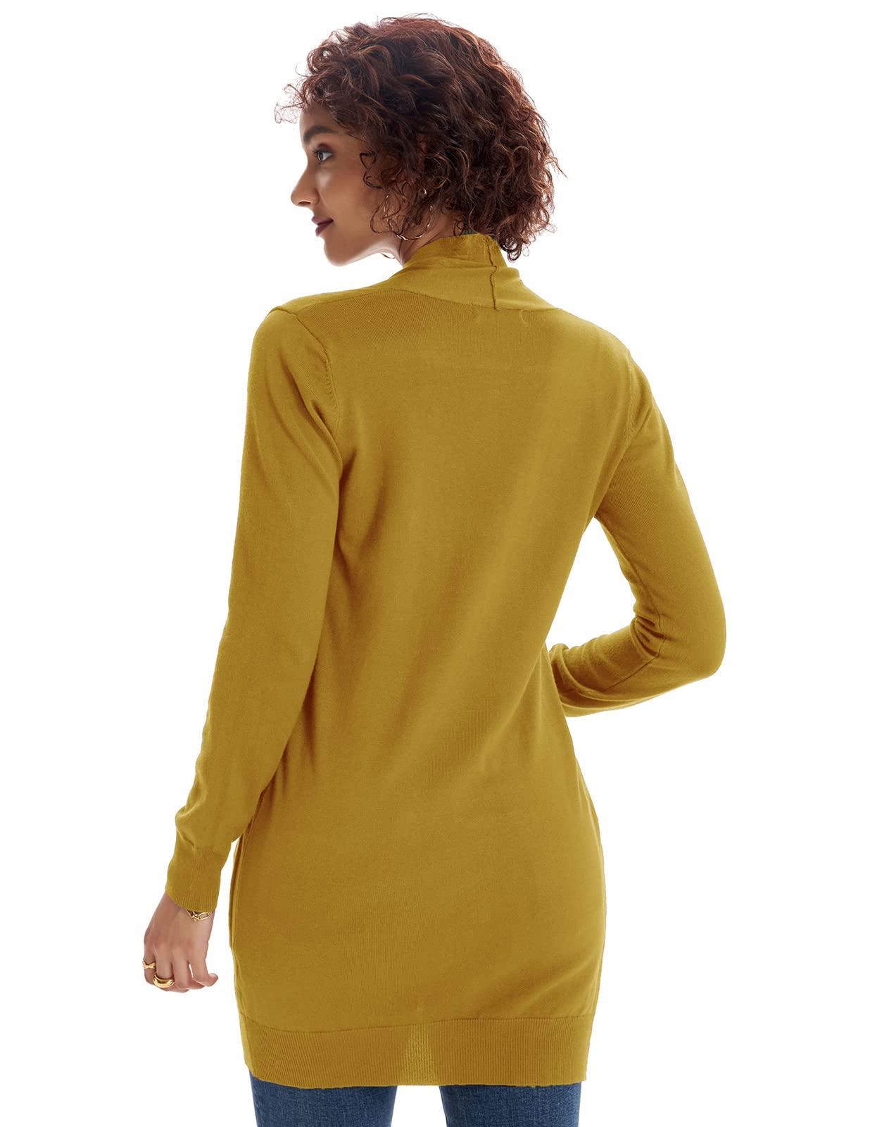 GRACE KARIN Womens Lightweight Sweater Cardigan Long Sleeve with Pockets Mustard L