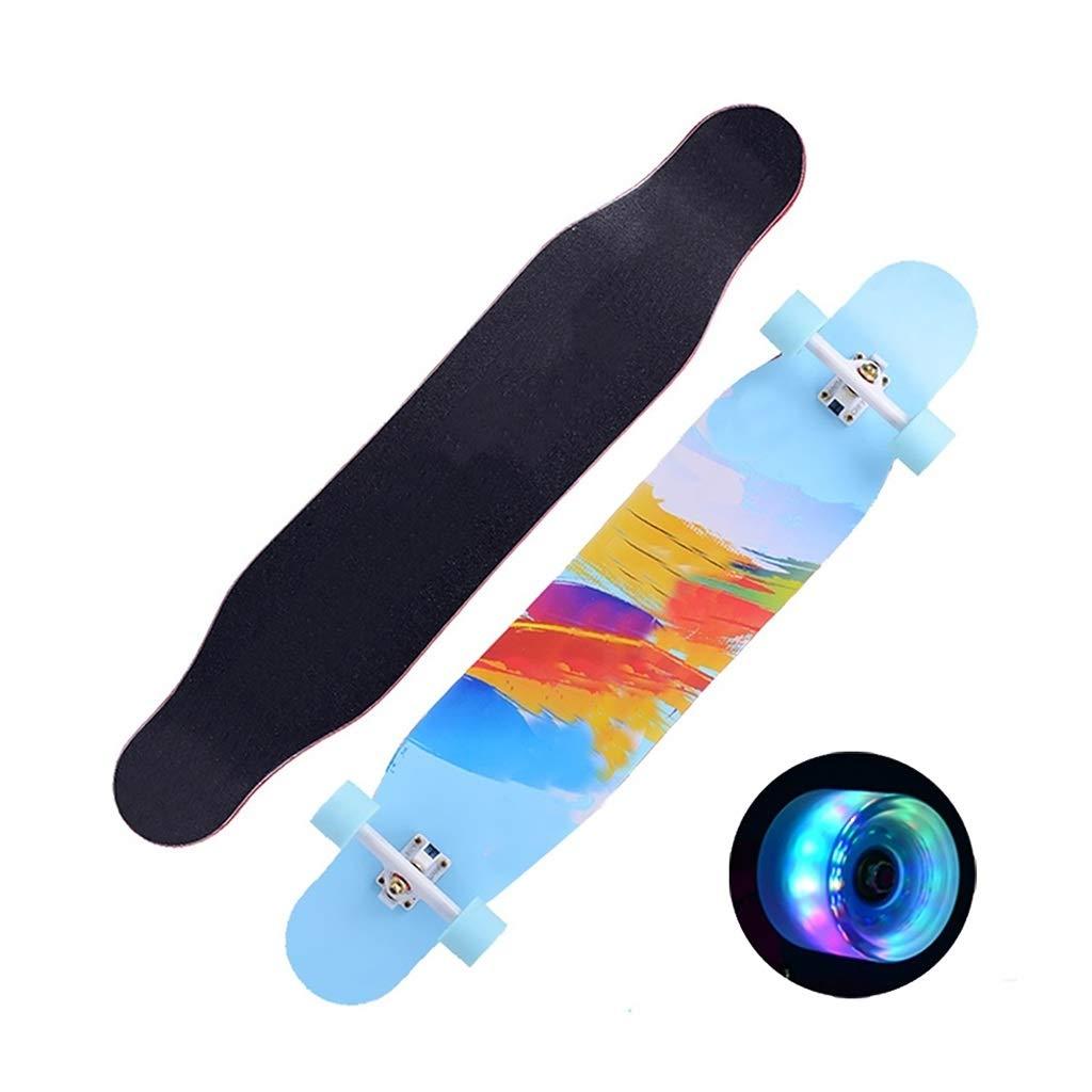 KHUY Complete Skateboard 46\" X 9\" Longboard, Pro Skate Board Longboards for Cruising, Free Style, Downhill and Dancing, Long Boards Skateboards for Teens Adults Beginners Boys Girls ( Color : A with LED )