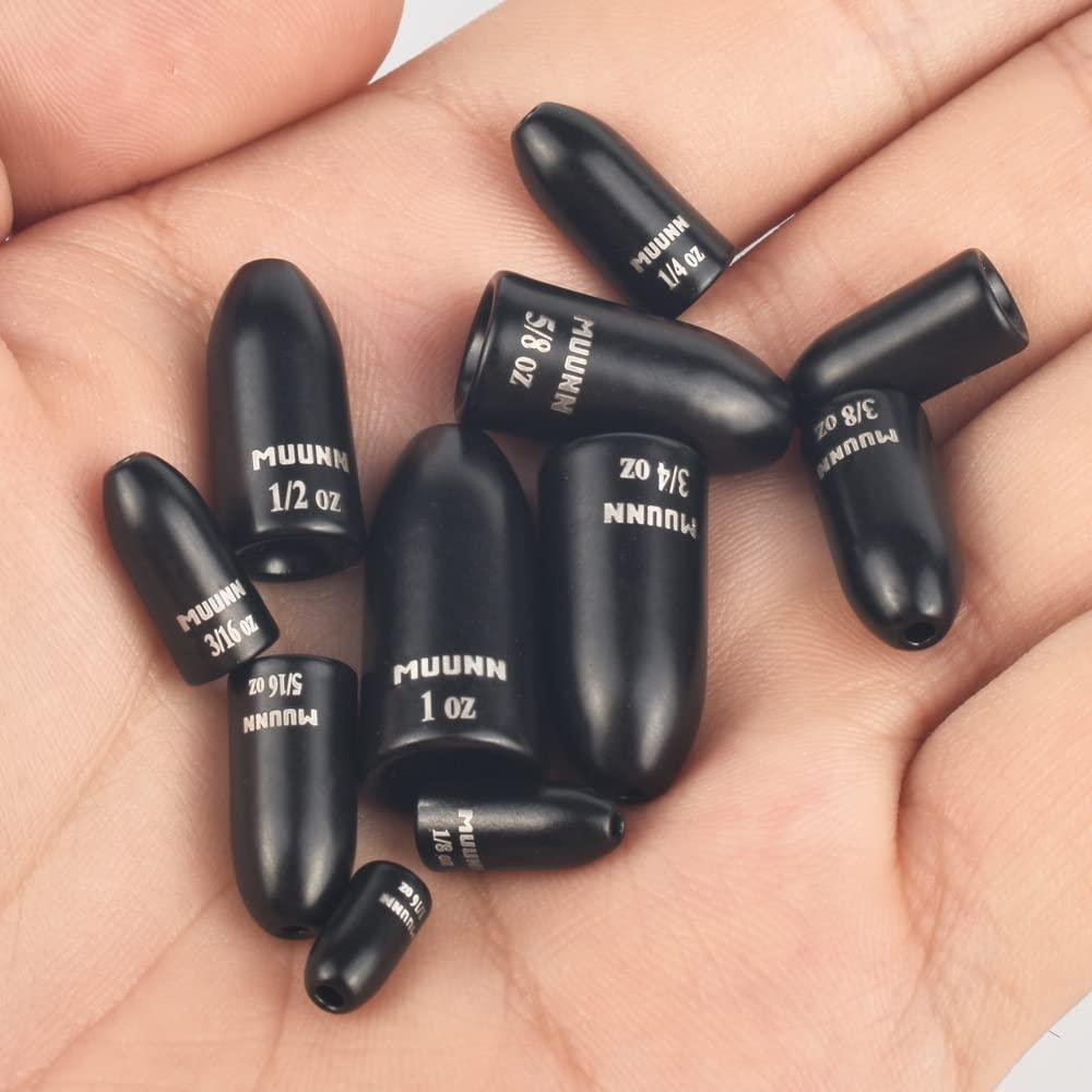 MUUNN MUUNN 4pcs Tungsten Worm Weights, More Sensitive Tungsten Fishing Weights Sinker for Bass FishingMatt Black,1 oz