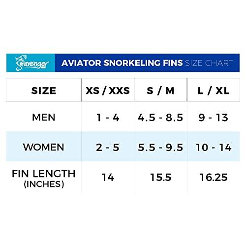 Seavenger Seavenger Diving Dry Top Snorkel Set with Trek Fin, Single Lens Mask and Gear Bag, L/XL - Size 9 to 13, Gray/Dodger Blue