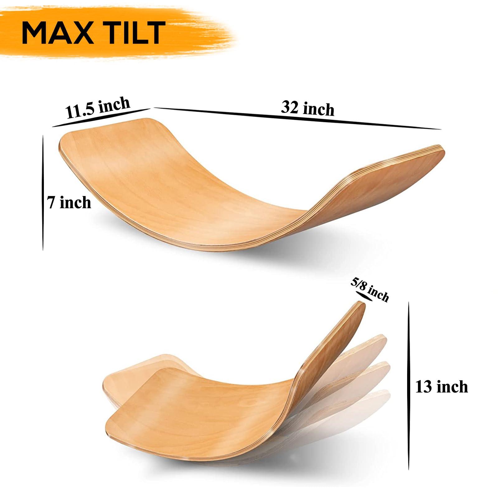 Buve Balance Board Wobble Board - Balance Boards for Adults - Wooden Wobble Balance Board for Kids and Toddler - Yoga Board - Rocker Board - Natural Solid Wood Curvy Board 36\"