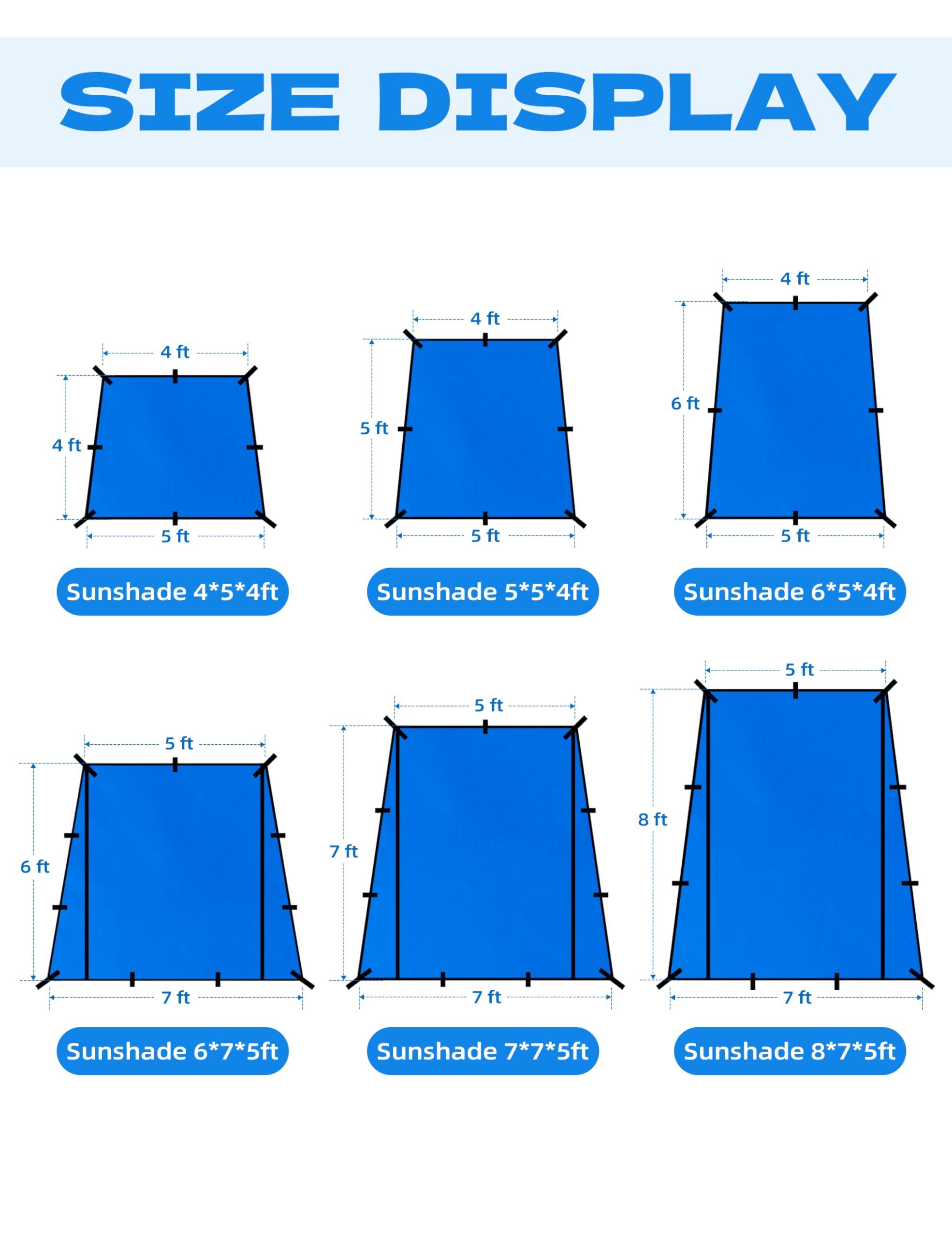 BLUEWING BLUEWING Sunshade for Fishing Boats Shade Canopy Waterproof Durable 1200D Polyester Sun Shade Foldable Umbrella for Protection, 7 * 7 * 5ft