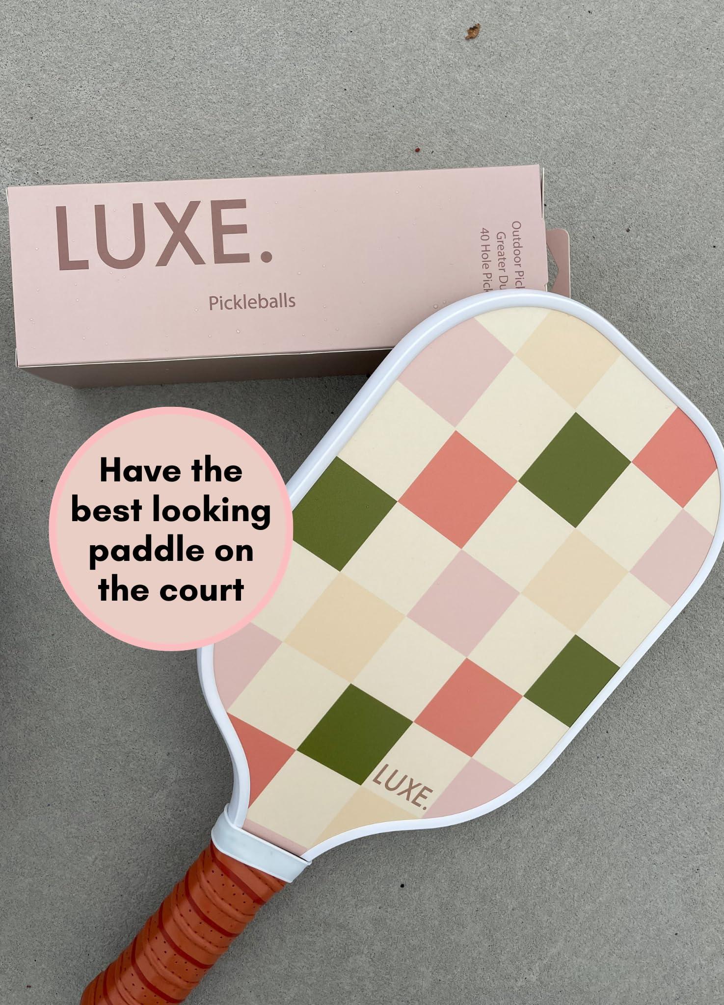 LUXE Pickleball LUXE Pickleball Paddle | Leisure Edition | Cute, Fun, Stylish, Aesthetic Checkered Pickle Ball Paddles with Textured Fiberglass Surface for High Spin | Non-Slip, Comfortable Grip (Party Checker)