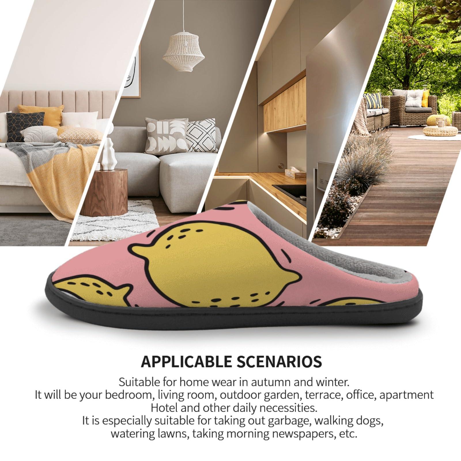 NineFit Basics Trendy Slipper Lemon Slipper citrus Plush Slippers for Women Clogs Slippers for Female Faux Fur House Slippers Fluffy House Slipper