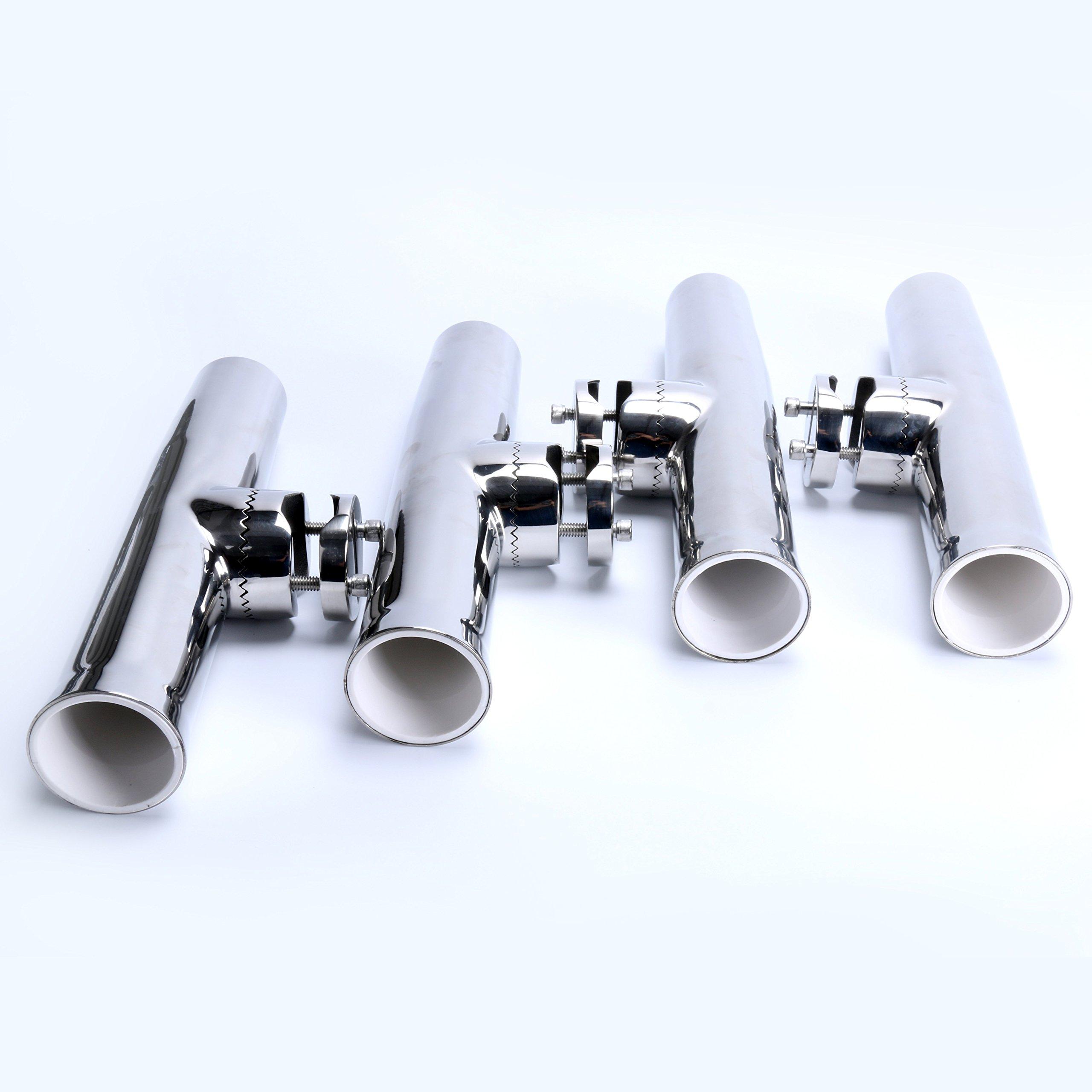 Amarine Made Amarine Made 4Pcs Fishing Rod Holder, Stainless Steel Rail Mount Fishing Pole Holders, Tournament Style Clamp on Rod Holder for Rails 1\" to 1-1/4\"