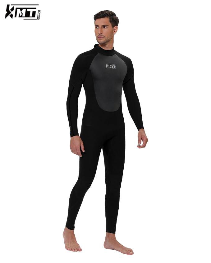 KMT KMT Wetsuit for Men, 3/2mm Wetsuits Neoprene Fullbody Back Zip Wet Suits Keep Warm in Cold Water