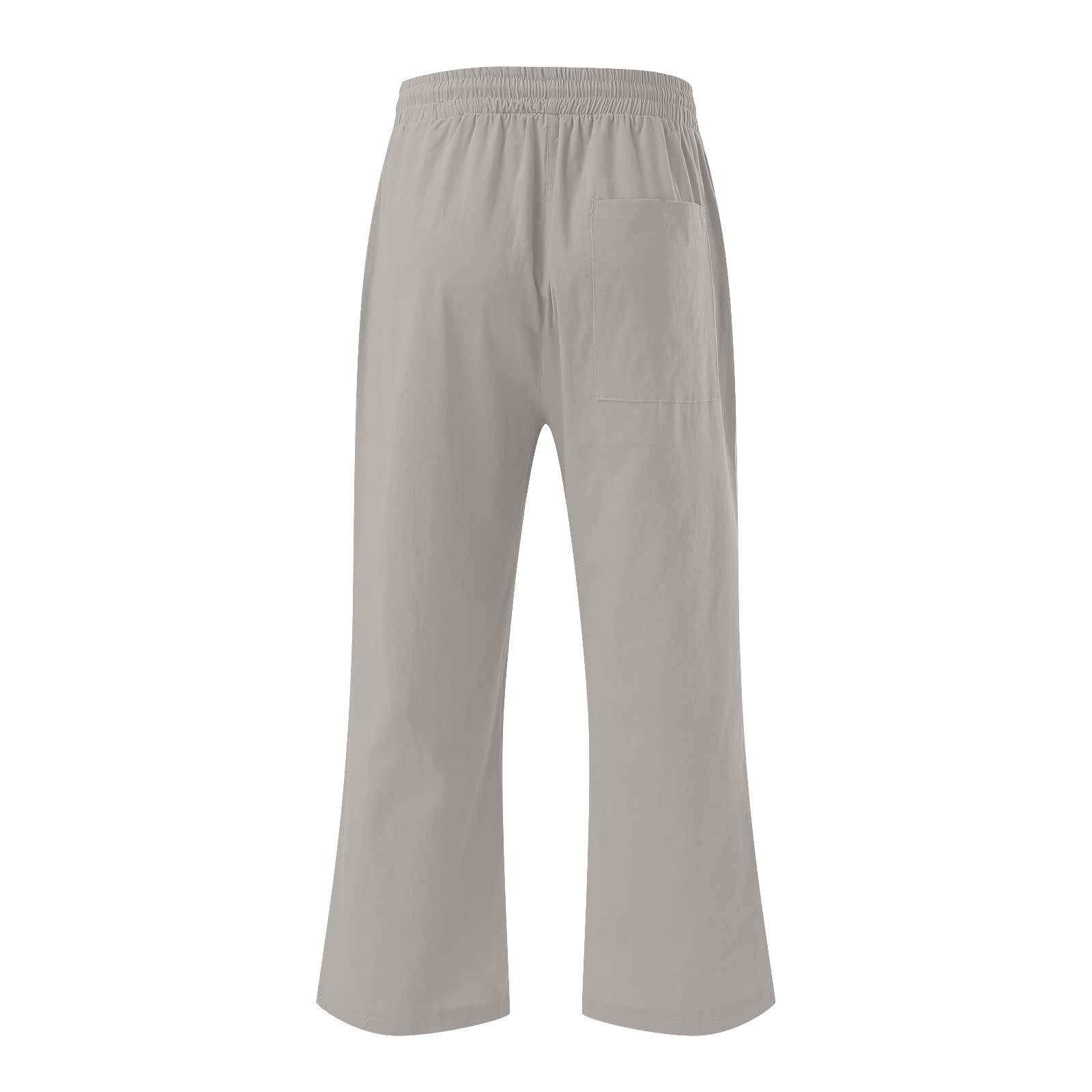 SMIDOW Womens Wide Leg Capris Casual Summer Elastic High Waist Cotton Linen Carpi Pants Loose Comfy Cropped Lounge Trousers