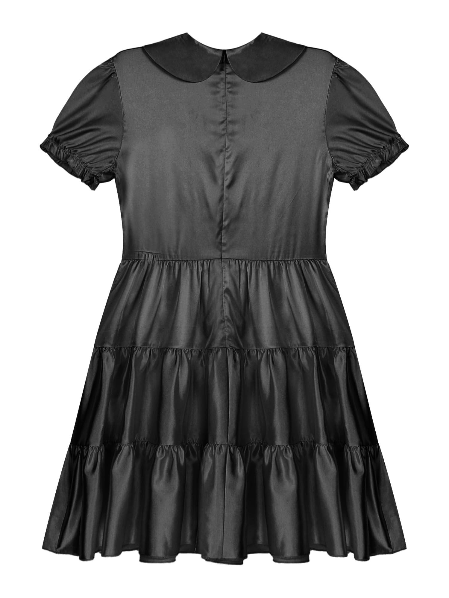 Moily Moily Men's Shiny Satin Maid Dress Crossdressing Lingerie Outfit Short Sleeve French Maid Dress Black XX-Large