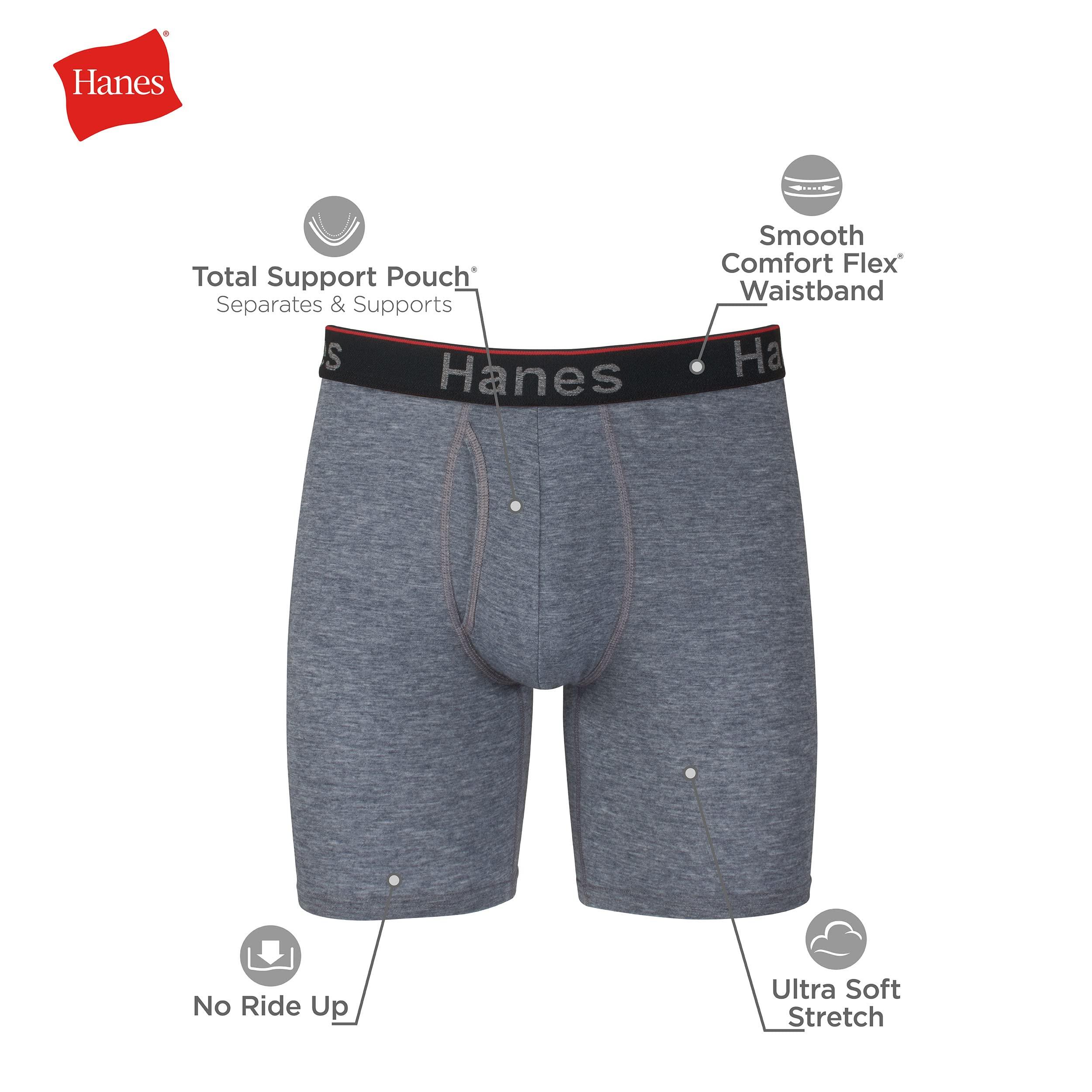Hanes Hanes Total Support Pouch Men's Boxer Briefs Pack, Anti-Chafing, Moisture-Wicking Underwear, Odor Control (Reg or Long Leg)
