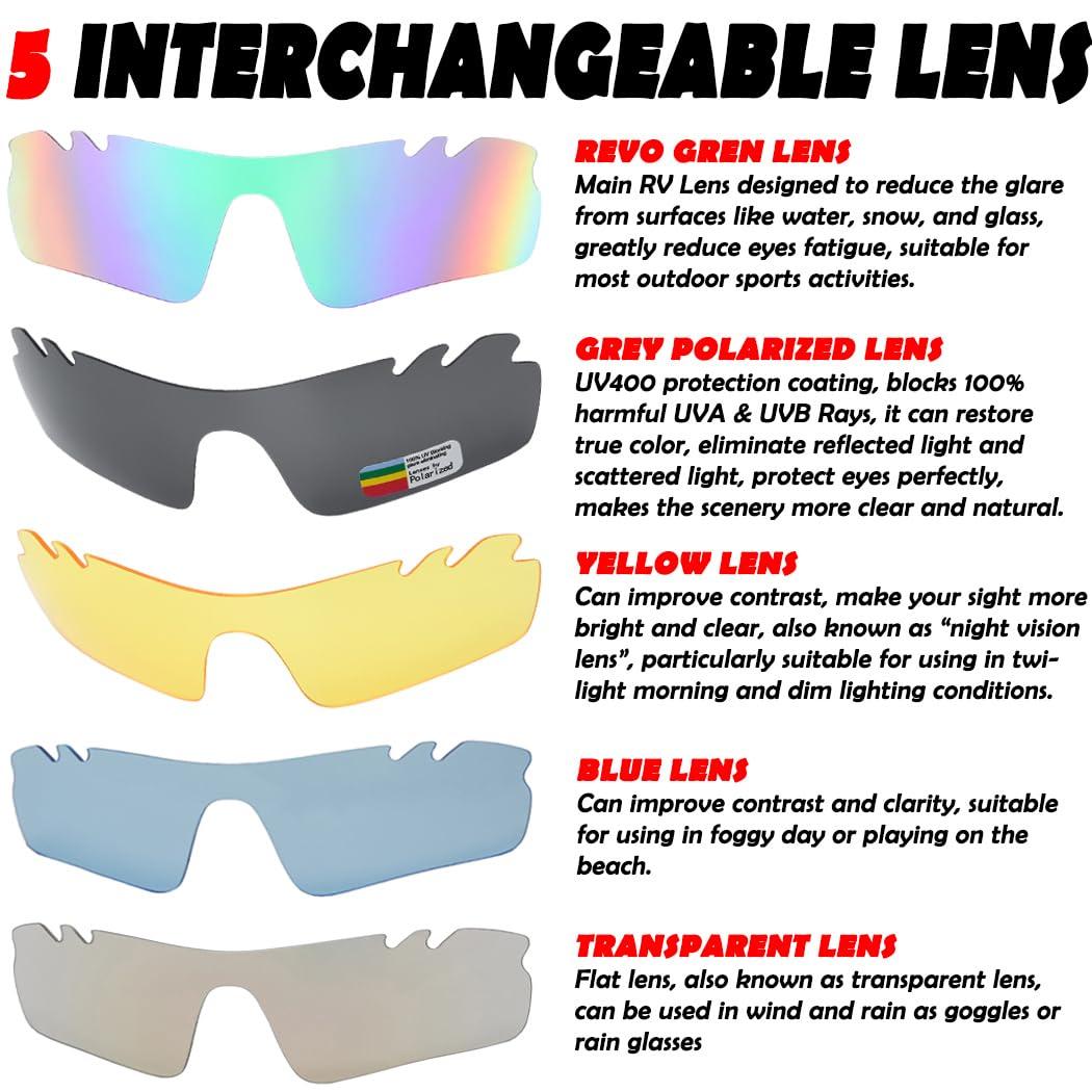 ITSCOOL ITSCOOL Polarized Sports Sunglasses with 5 Interchangeable Lenses for Men Women Softball Baseball Running Cycling Glasses Blue Green