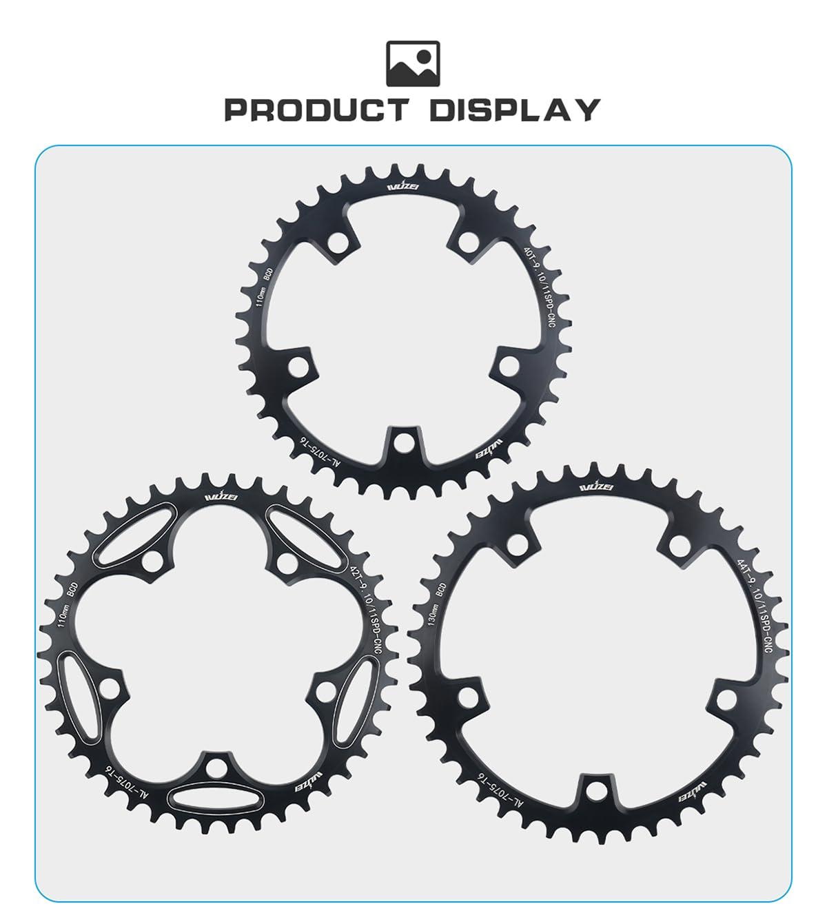 KTKEET KTKEET 110/130 BCD Chainring 36/38/40/42/44/46/48/50/52/54/56/58/60T 5 Screws Round Narrow Wide Bicycle Chainring for 9/10/11 Speed Road Bike Folding Bicycle (130BCD 38T)