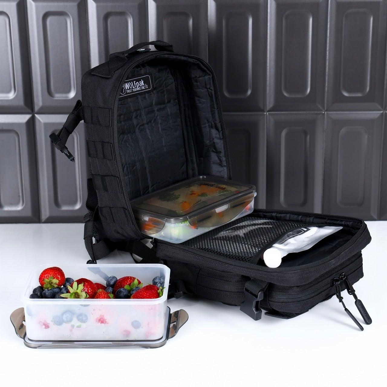 WOLFpak WOLFpak 9L Mini Meal Prep Management Backpack (Alpha Black) Lunch Box, Cooler, Travel, Insulated Bag, Daypack