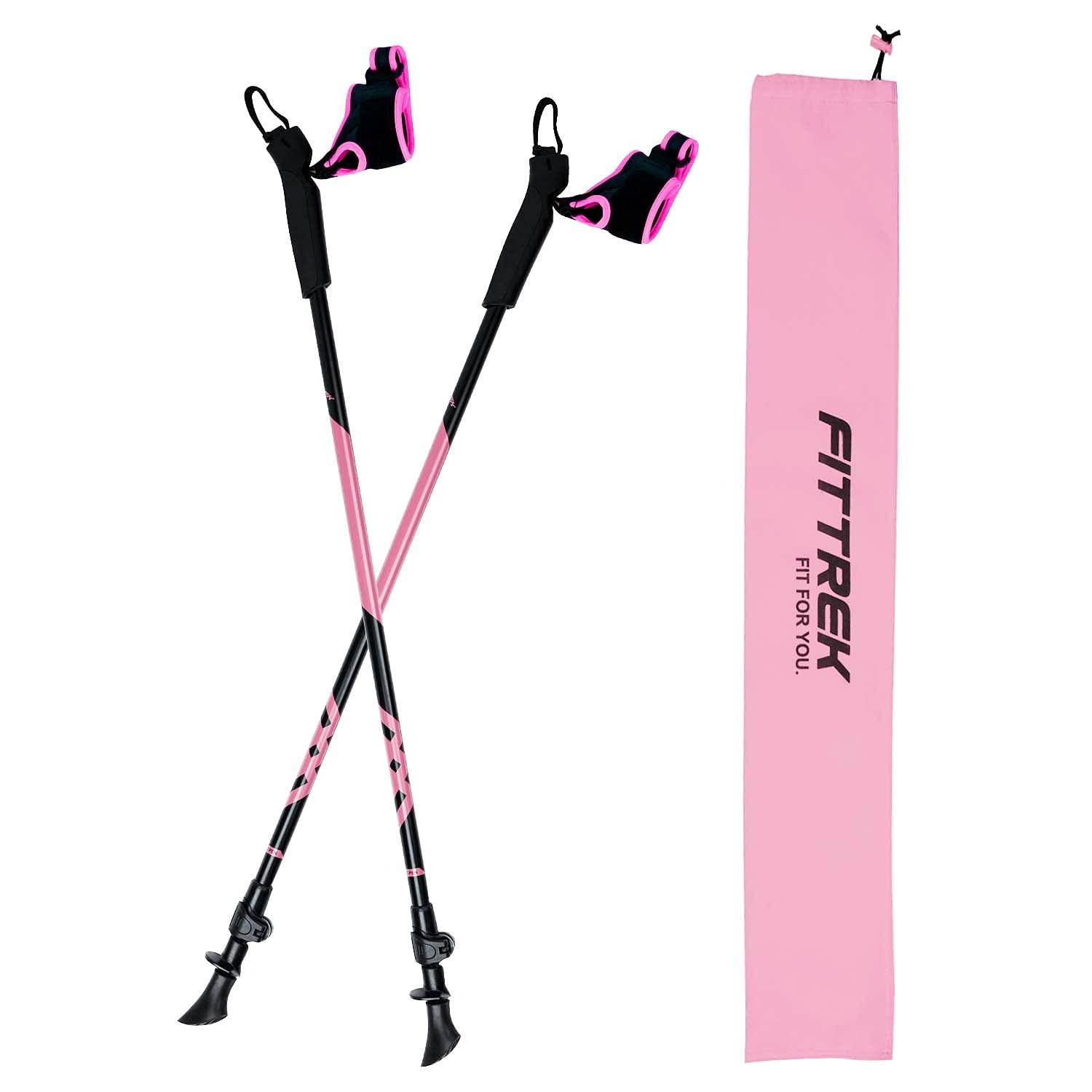 FitTrek FitTrek Nordic Walking Poles for Men Women - 2 Pack Aluminum Nordic Walking Sticks - Nordic Poles with Ergonomic Grip Adjustable Ultralight for Hiking, Camping, Trekking, Mountaineering, Backpacking