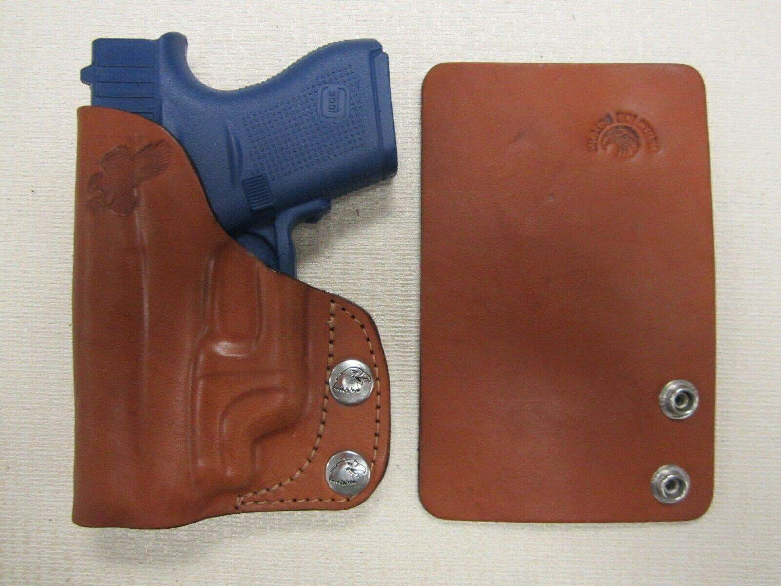 Braids Holsters Fits Glock 42 with ct Laser Brown Leather Wallet & Pocket Holster Right Hand