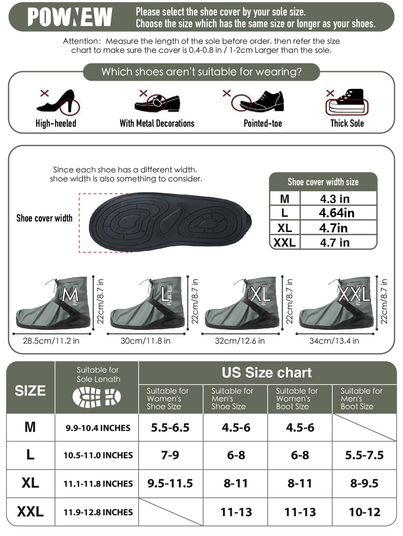 POWNEW POWNEW Waterproof Rain Shoe Covers for Men and Women(XL-X Lage)