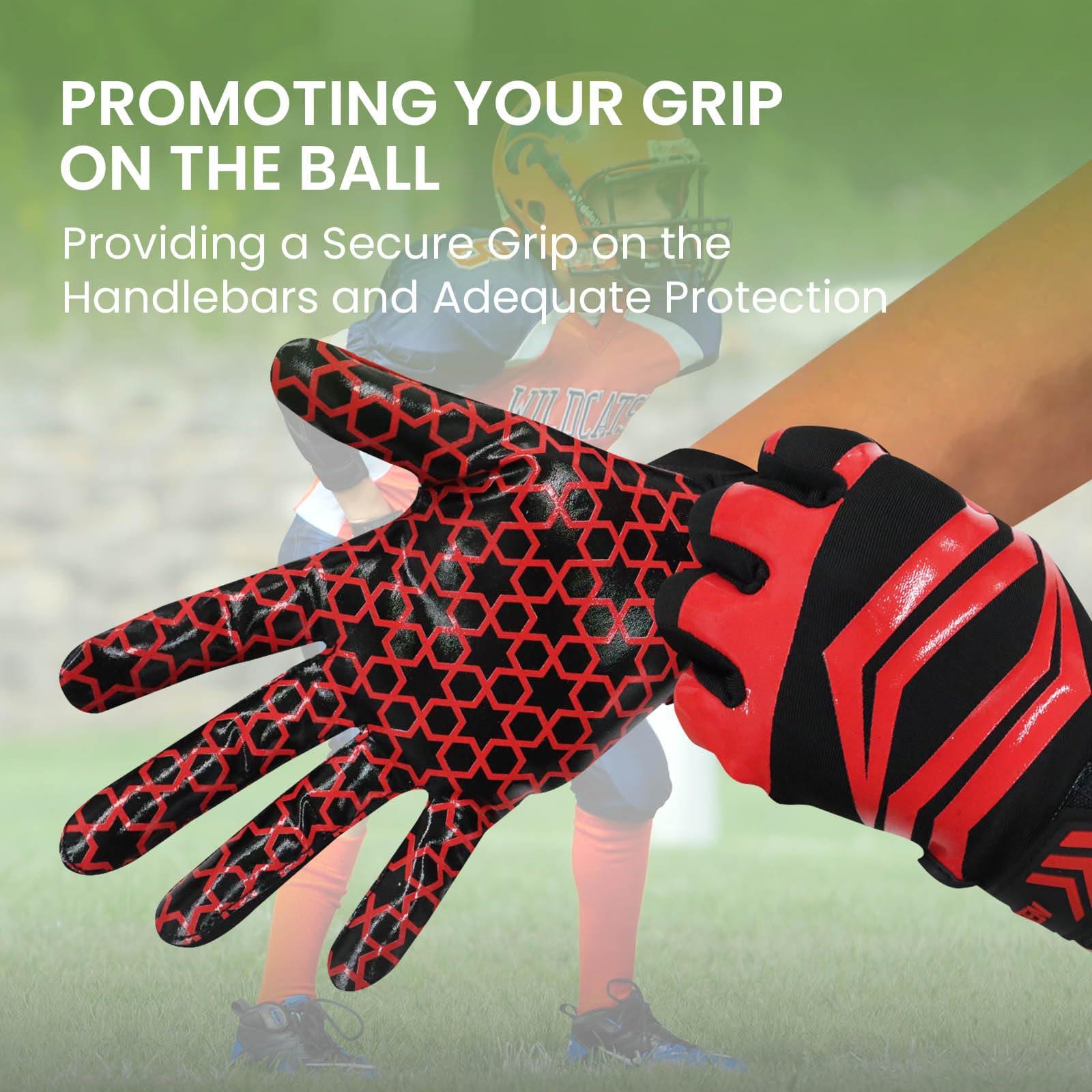 FINGER TEN FINGER TEN Football Receiver Gloves Youth Receiving Gloves Pro 3.0 Durable Breathable Flexible for Kids Boys Girls in White Red Black Blue Small Large Medium X-Large (B-Red, X-Large)