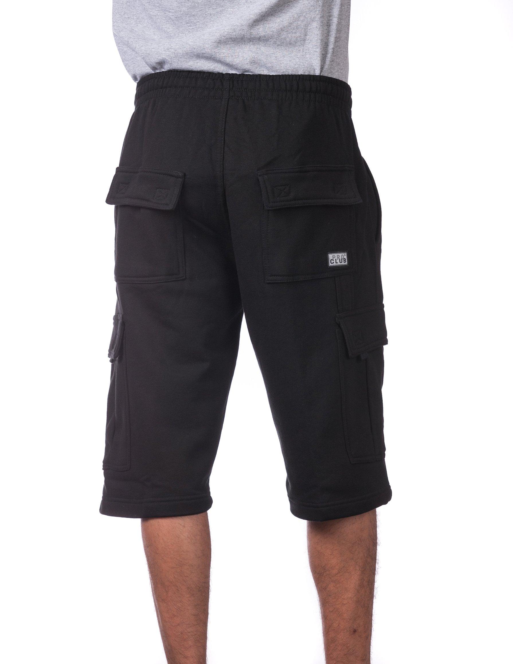 Pro Club Pro Club Men's Fleece Cargo Short, Black, 3X-Large