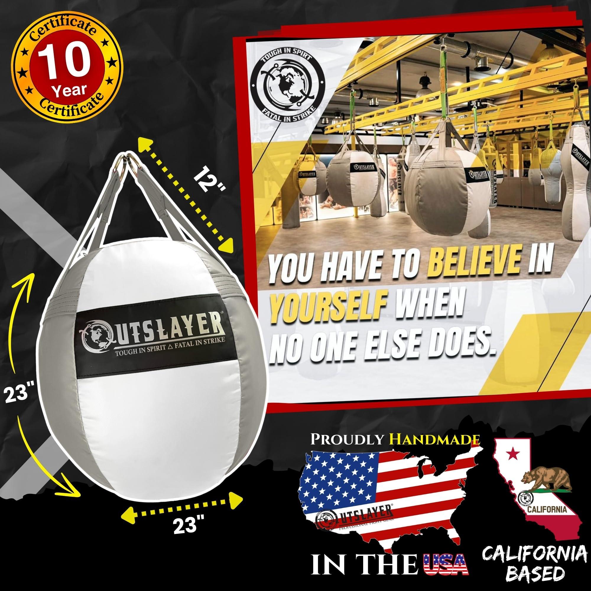 Outslayer OutSlayer Wrecking Ball Heavy Bag 70 Lb - Boxing, MMA, Muay Thai Training - Custom Colors - Unfilled/Soft/Filled - USA Made (Dark Green/Black, Soft Filled)