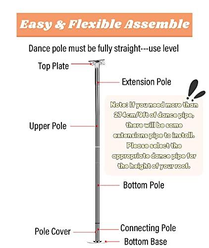 WAHHWF Extensions Dance Pole Ceiling Mount, 7ft/8ft/9ft/10ft/11ft/11.5ft/12ft/12.5ft Spinning Static Dancing Pole for Home Bedroom Apartment Club, Stripper Pole for Plus Size Women, Loads 440lbs (Color : Si