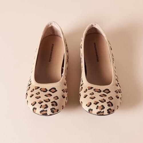 Amazon Essentials Amazon Essentials Women's Knit Ballet Flat, Brown Leopard Print, 10.5