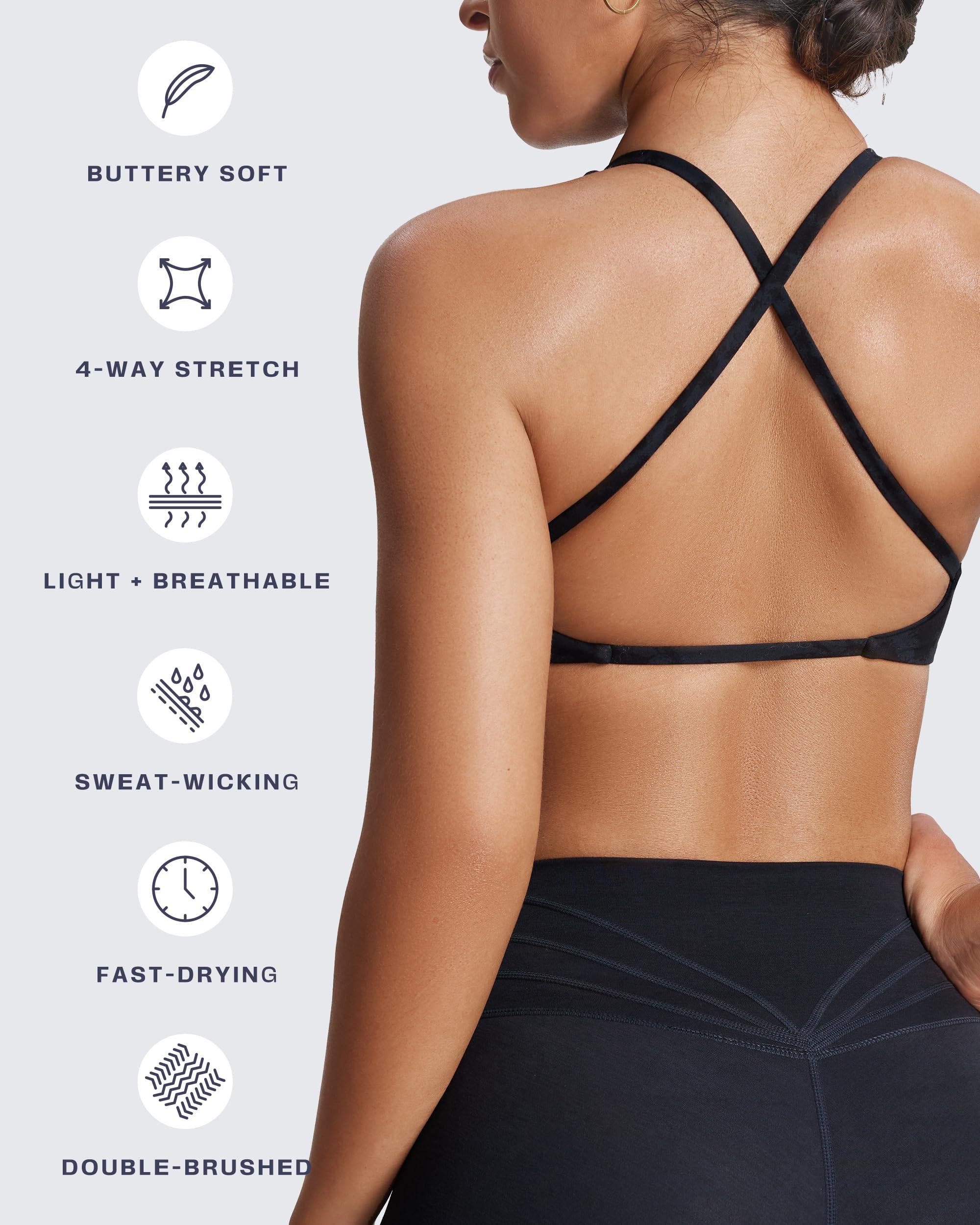 Aoxjox Aoxjox Women's Workout Sports Bras Fitness Sienna Low Impact Bra Yoga Crop Tank (Cloud Black, Medium)