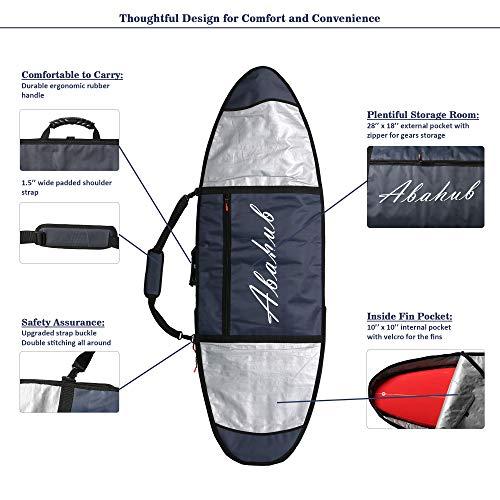 Abahub Abahub Premium 8\'0 x 24 Surfboard Travel Bag, Foam Padded Surf Board Cover, Shortboard Carrying Bags for Surfing, Outdoor, Airplane, Car, Truck, DarkBlue