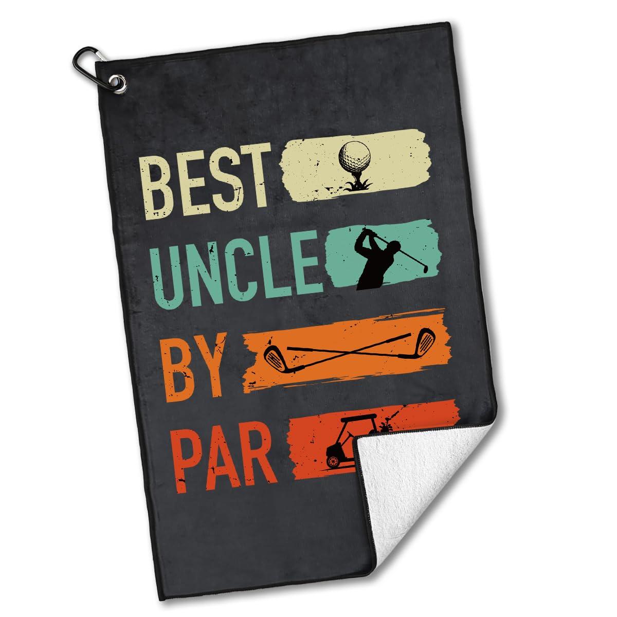 rofiowa rofiowa Best Uncle by Par Polyester and Cotton Blend Printed Golf Towel, Funny Golf Accessories for Men, Golf Gift for Golf Fan Uncle, Golf Lover Birthday Gift (OGT038)