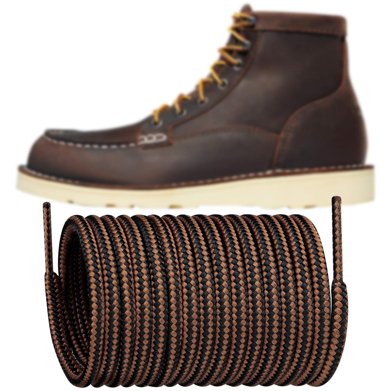 Endoto Endoto Shoelaces for Danner Boots Round Replacement Shoe Laces Work Hiking Hunting Shoes Strings(Color:Black&Brown,Size:54Inch)