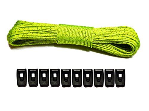 LiteOutdoors LiteOutdoors Guyline & Tensioner Kit - 1.8mm Diameter - 60 or 100 feet - Ultralight Reflective Tent Cord, Lightweight Non-Slip Cord Adjusters, for Camping, Hiking, Backpacking Paracord Rope (100 FT)