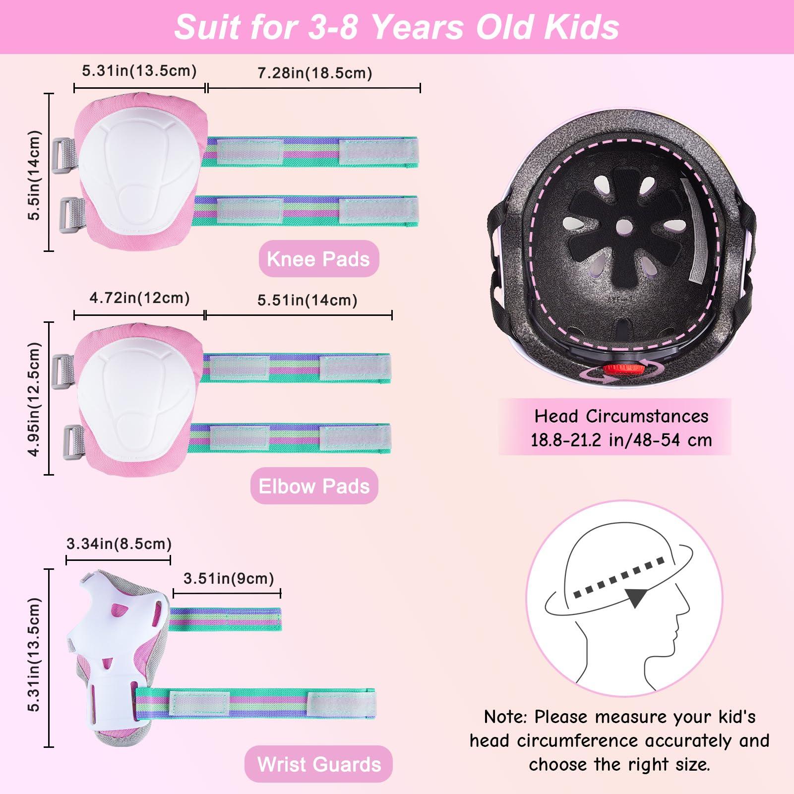 Unicorn Catcher Kids Bike Helmet, Kids Helmets Ages 5-8 with DIY Stickers Kids Knee Pads and Elbow Pads Set Unicorn Toddler Helmets Adjustable Girls Helmet for Age 3-5-8 fit Skateboarding, Roller Skates, Scooter