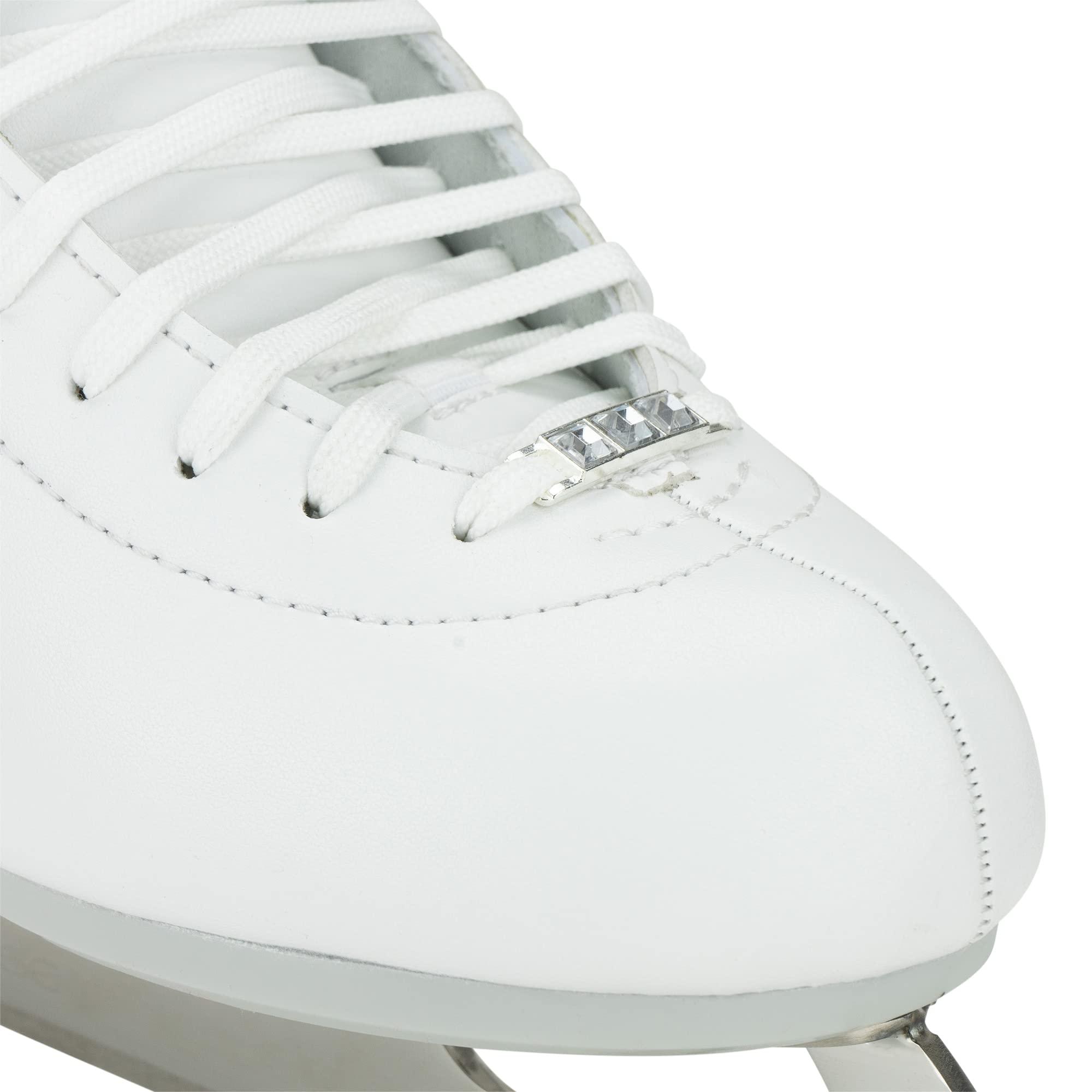 Riedell Riedell Crystal Ice Skates - Youth Competitive Figure Ice Skates with Stainless Steel Eclipse Vesta Blade | White | Size 3 JR D Width