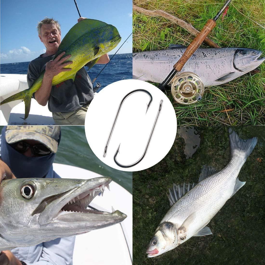 OROOTL Stainless Steel Saltwater Fishing Hooks - 50pcs 34007 O\'shaughnessy Hooks Forged Long Shank J Fishing Hooks Extra Strong Metal Fish Hooks Size 1/0-10/0