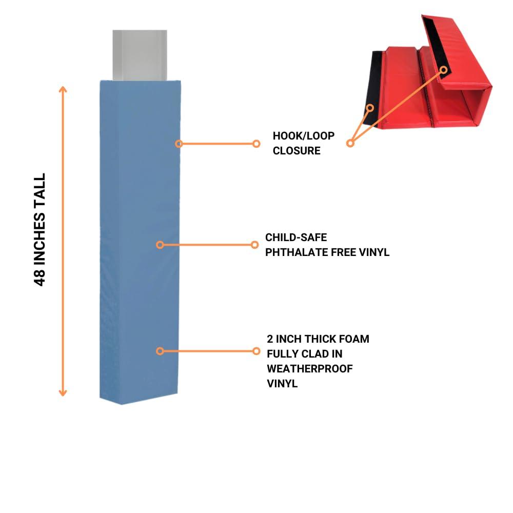 We Pad It We Pad It Safety Pole Pad, for Square Pole Only, 4 FT Tall, 2 Thick Foam, Weatherproof, UV-Resistant, Hook/Loop Closure