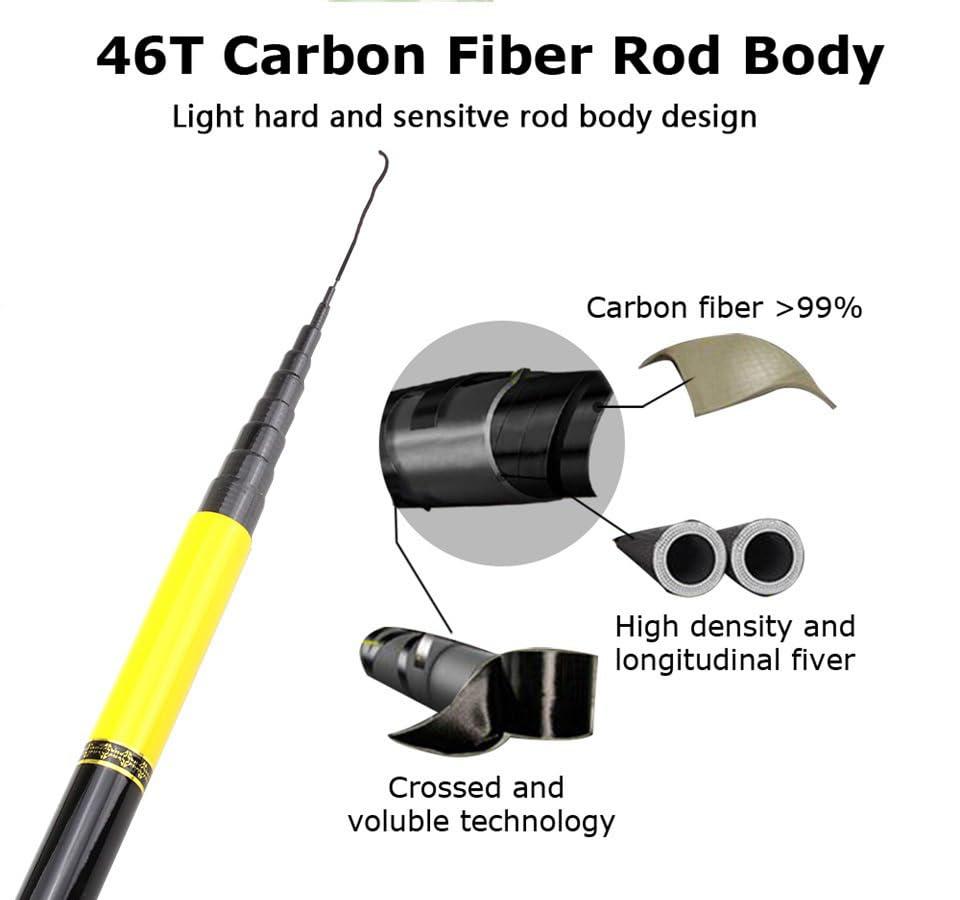 KTGCOZS KTGCOZS Ultra Light Fishing Pole Carbon Fiber Telescopic Fishing Rod 3.6M-7.2M (7.2m)