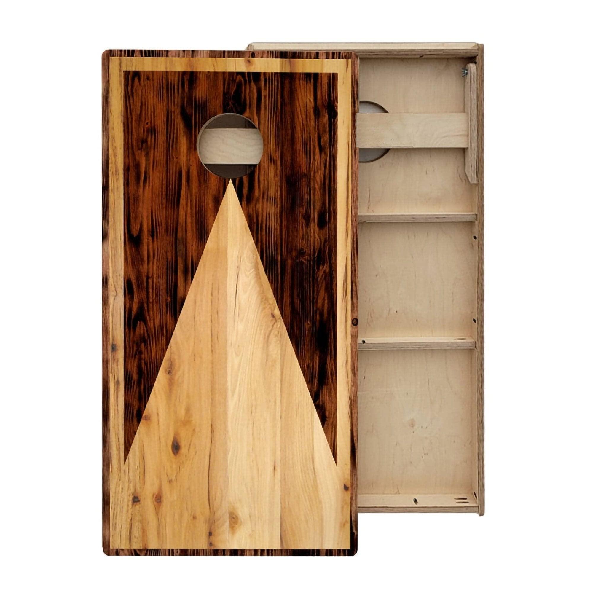 Skip's Garage Skip's Garage Wooden Triangle Cornhole Boards - Includes (2) Boards (NO Bags) + (1) Case & (2) Hole Lights