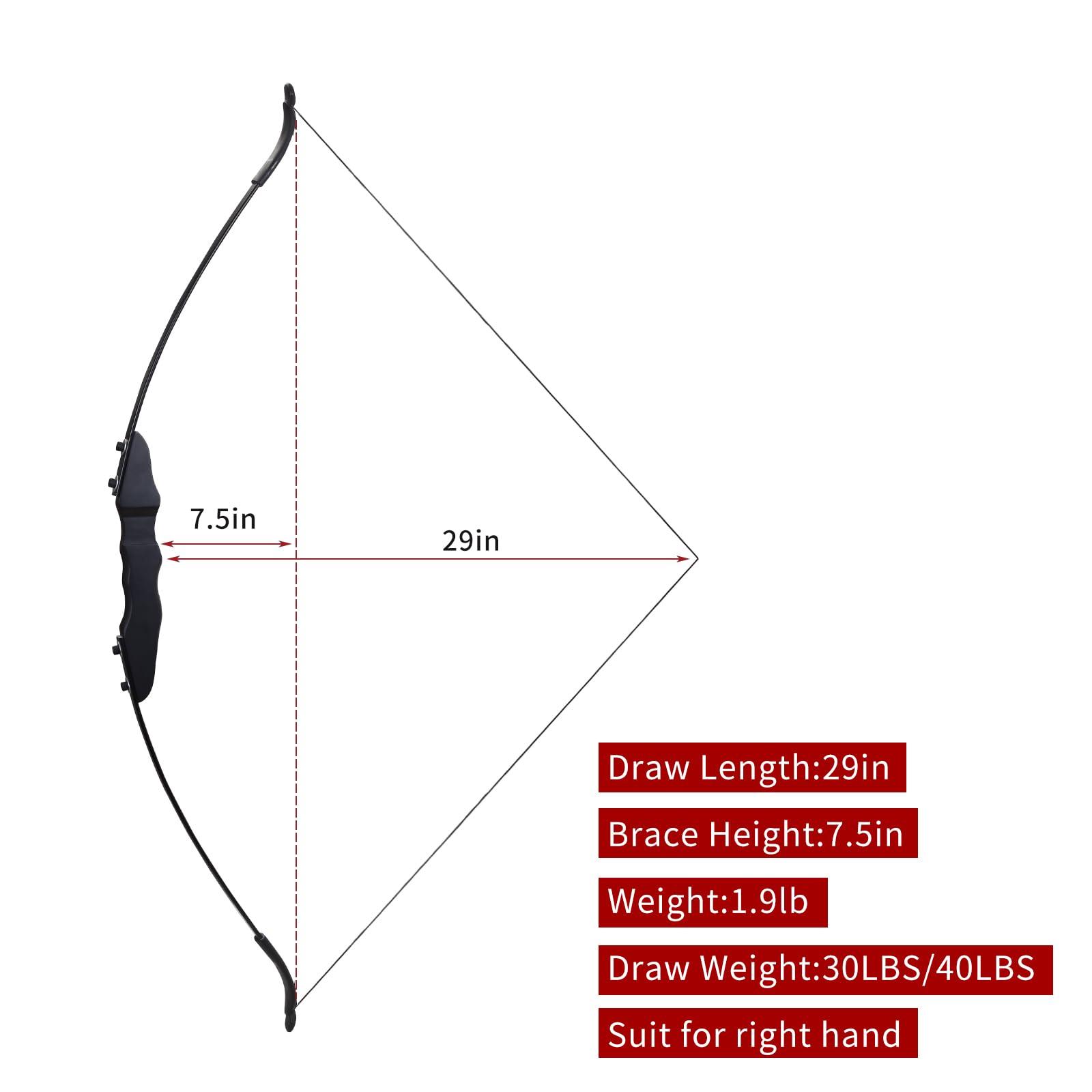 SOPOGER SOPOGER Recurve Bow and Arrow Set - Archery Takedown Recurve Bow Set for Adult Beginners Target Practice 30lbs 40lbs Right Handed Longbow Outdoor Backyard Hunting Shooting Training Kit (30lbs)