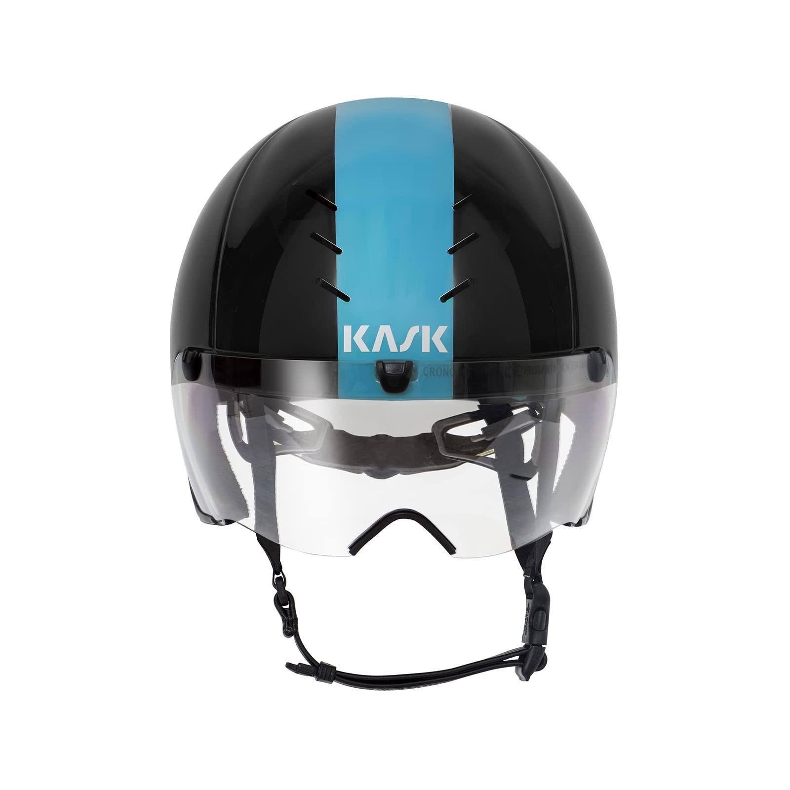 Kask KASK Mistral Bike Helmet I Aerodynamic, Track Cycling, Crono & Triathlon Helmet - Black/Light Blue - Large