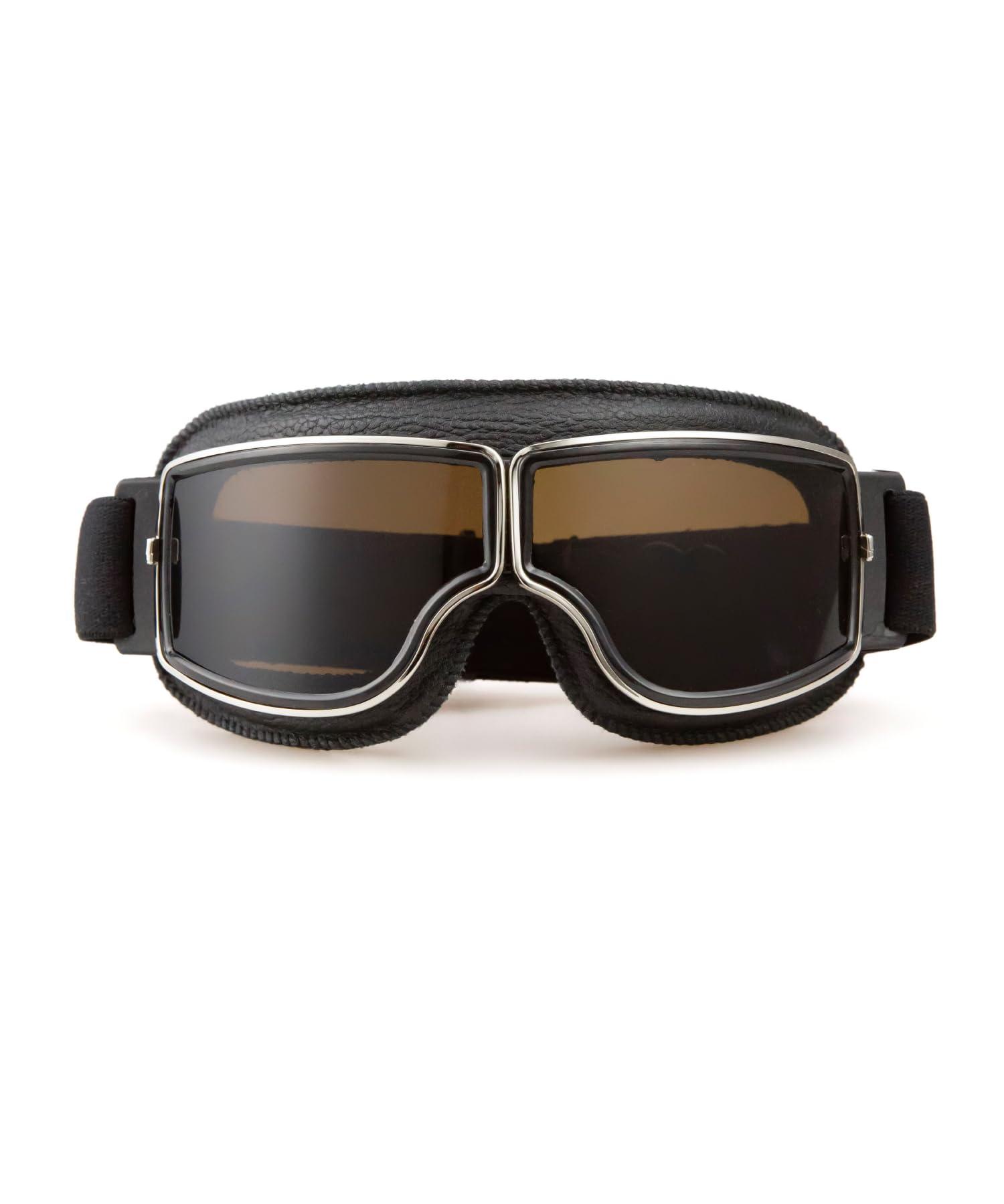 CRG Sports CRG Sports Motorcycle Goggles Vintage Aviator Pilot Style Leather Cruiser Scooter Motocross Goggles for Men, Women,Adults