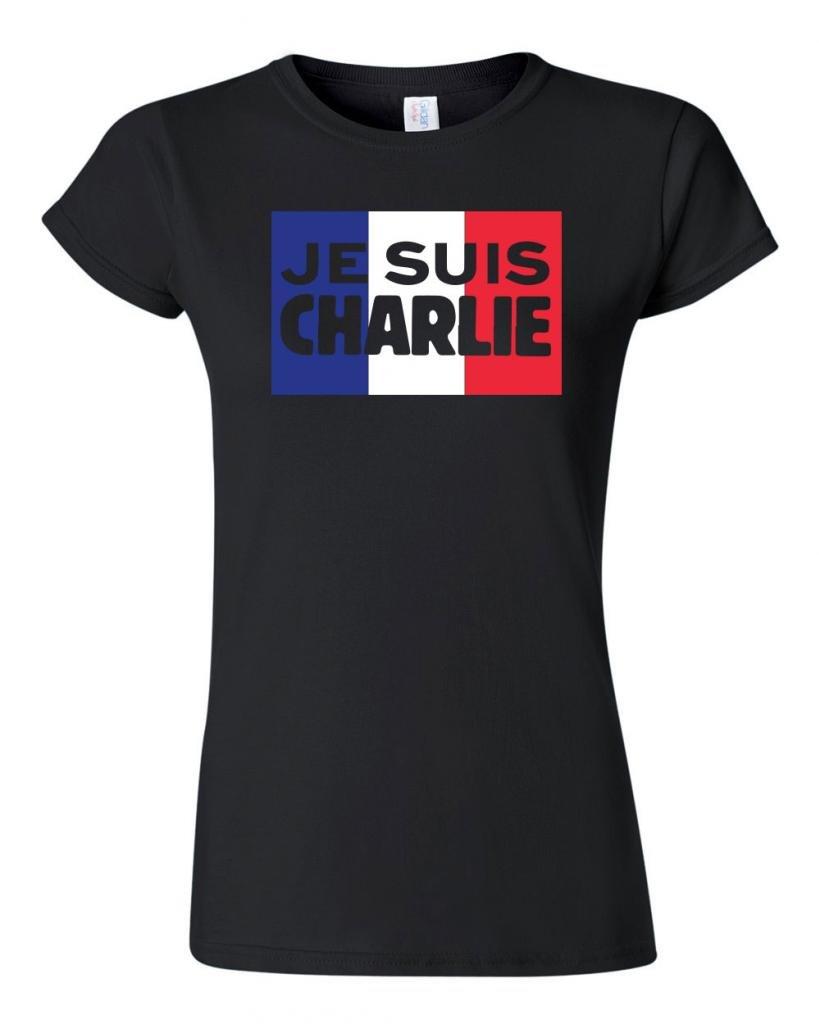 City Shirts Junior Je Suis Charlie Support France Flag DT T-Shirt Tee (Large, Black)