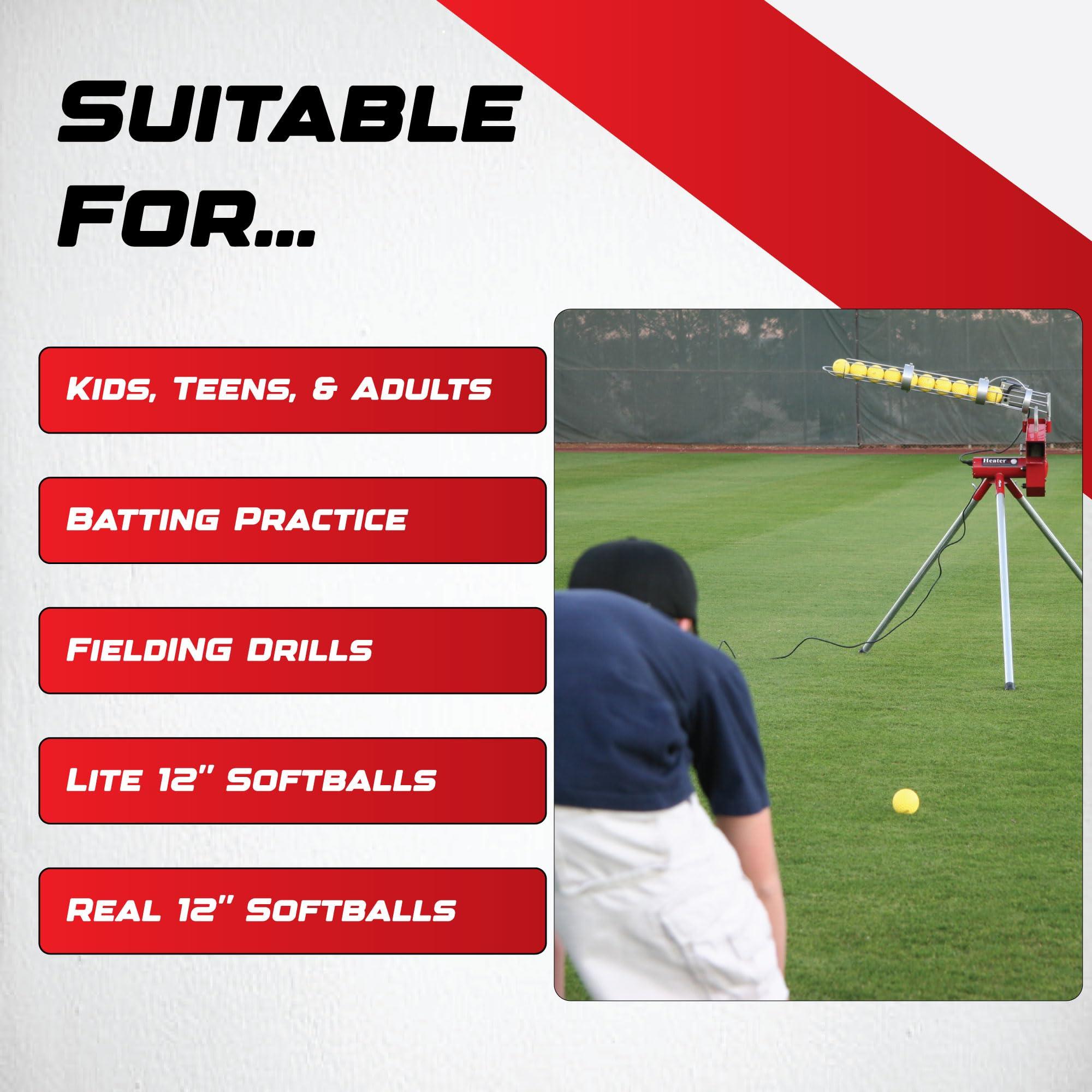 Heater Heater Sports Softball Pitching Machine with 9 Ball Automatic Feeder