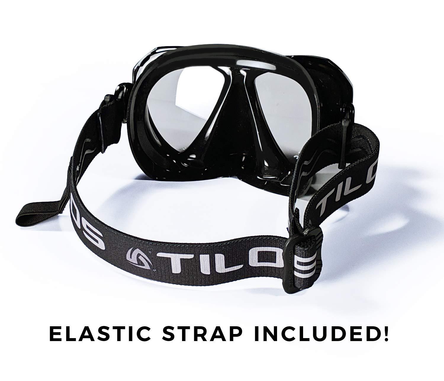 Tilos Tilos Revo, Wide View Snorkel Diving Mask: Scuba, Snorkeling, Free Dive, and Swim 180 Masks - Anti Fog Divers Goggles with Double Lens, Elastic Strap - Men/Women Adult Water Gear (Yellow)