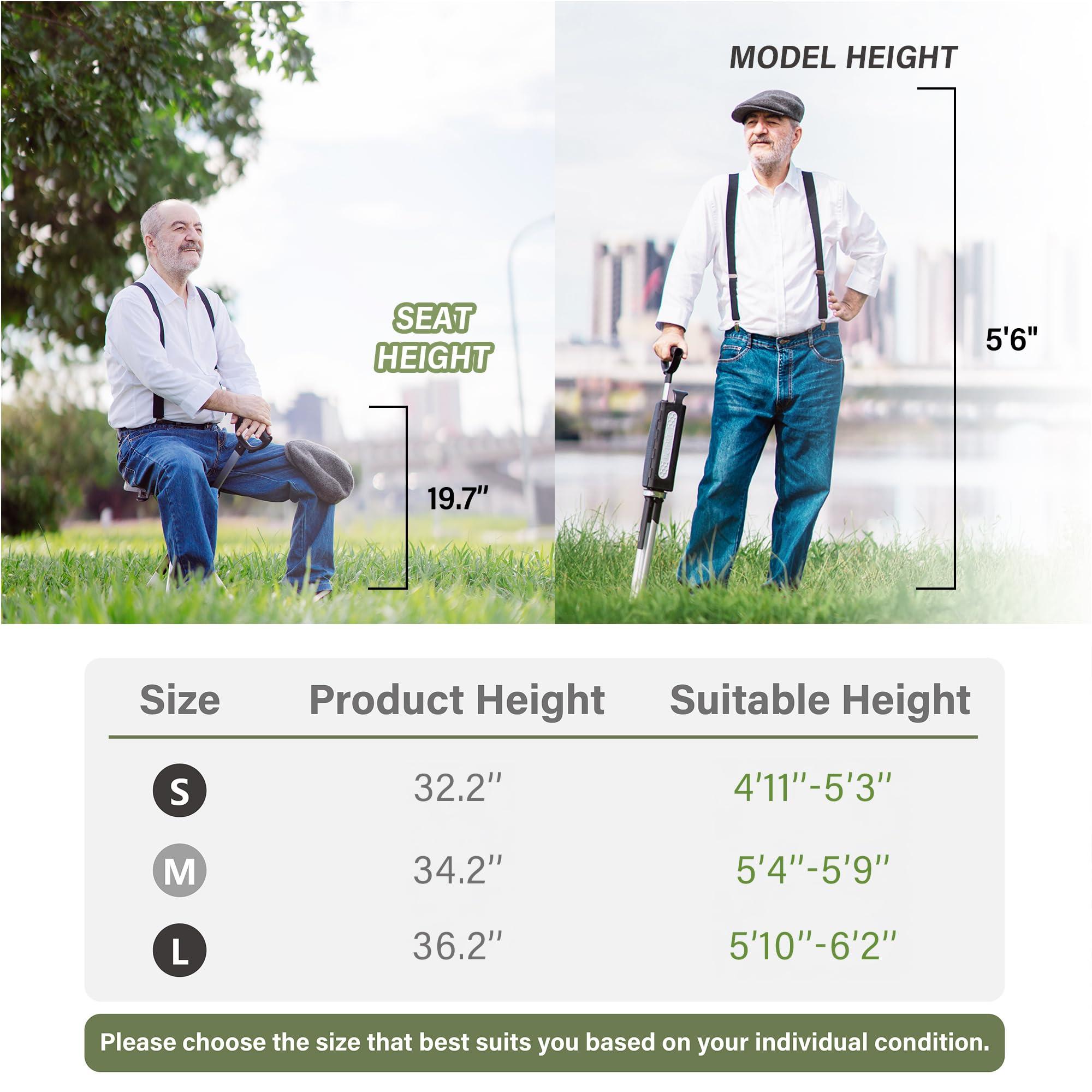 STEP2GOLD STEP2GOLD Ta-Da Chair Series 2- Portable Walking Stick, Cane with Seat, Foldable Chair, Hiking Stick, for Camping, Hiking, Lightweight Aluminum, Easy Carry, Anti-Slip (32.2"/Blue)