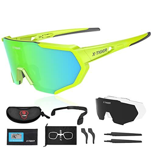 X-TIGER X-TIGER Polarized Sports Sunglasses with 3 Interchangeable Lenses,Mens Womens Cycling Glasses,Baseball Running Fishing Golf Driving Sunglasses