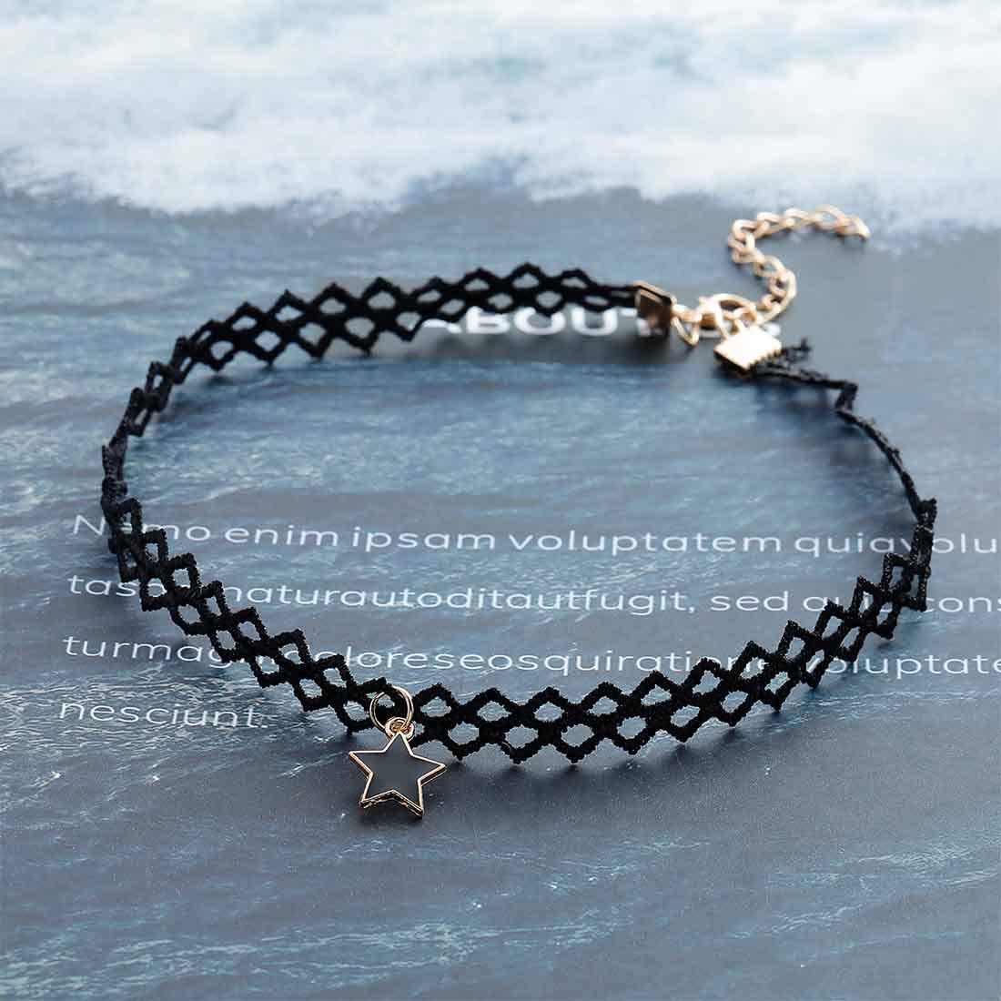 Olbye Olbye Elastic Choker Star Necklace Black Tattoo Choker Necklaces for Women Plastic Minimal Necklace Jewelry
