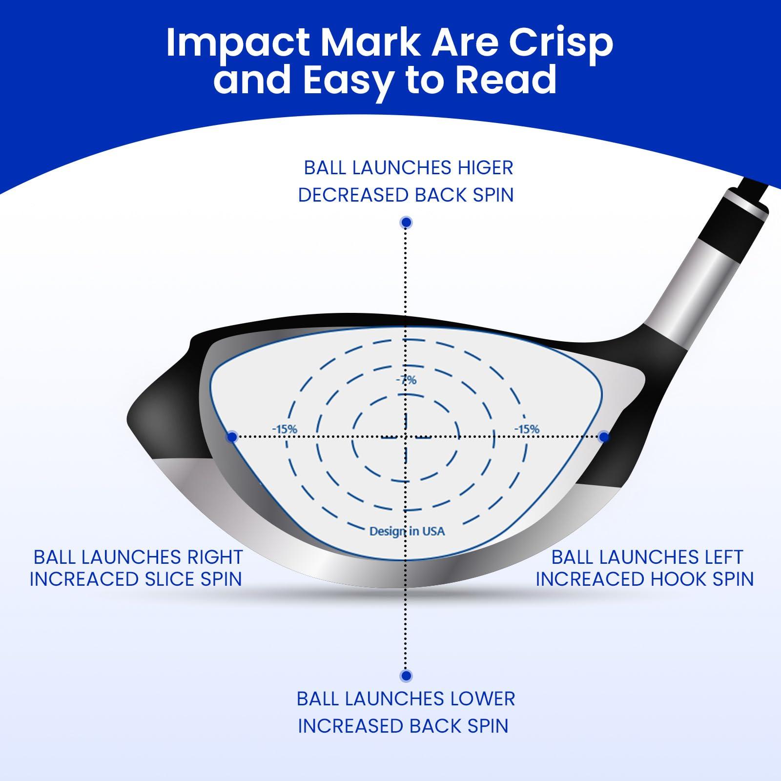 FINGER TEN Golf Club Impact Tape Stickers Labels for Driver Woods Irons Putters Value 75/150/375 Pcs, Ball Hitting Recorder Training Aids Gift, Easy To Use for indoor outdoor(375Pcs-Right Handed Golfer)