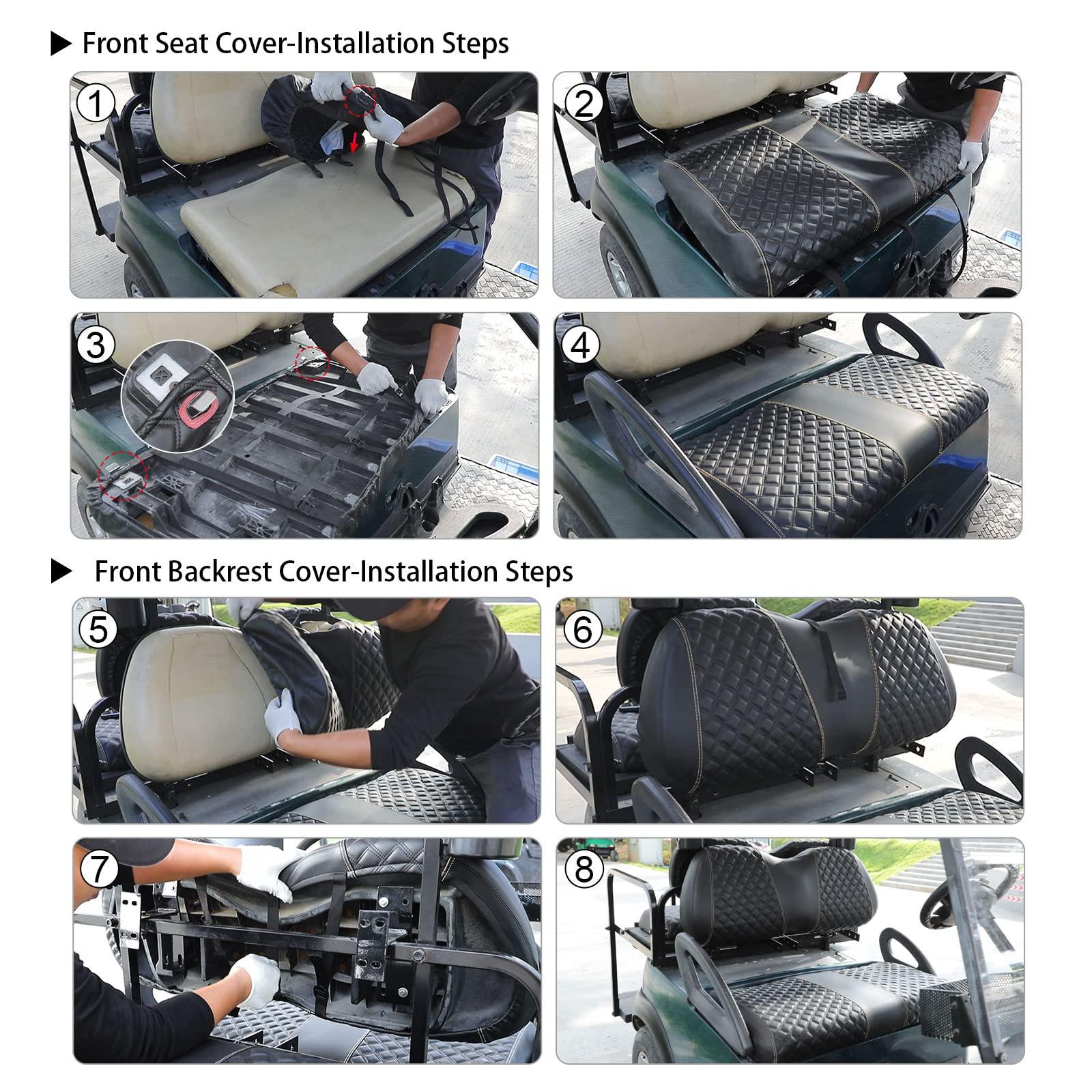 Roykaw Roykaw Golf Cart Seat Covers Kit Fit for Club Car Precedent OEM Ordinary Seat Cushion, Marine Grade Vinyl Material/More Soft and Comfortable, Breathable & Easy to Clean