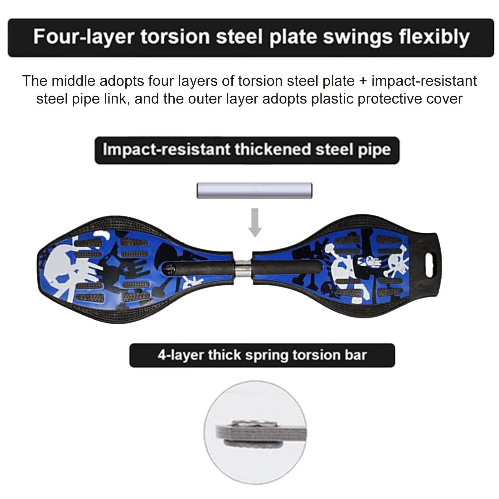 YEYGRIEM YEYGRIEM Rip Stick Skateboard, Compact and Lightweight Ripstick Deluxe Junior Caster Board with Illuminating Wheels and 360 Degree Casters for More Excitement and Fun for Adults, 29.1\"*7.4\" (Blue)
