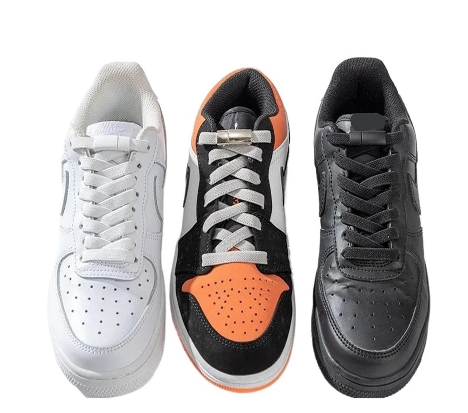 NineFit Basics Lock Shoelaces Without Ties Flat Elastic Laces Sneakers Boots No Tie Shoelace Rubber Bands For Shoes Accessories(Black)