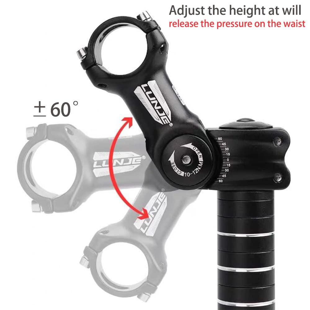 PHILODO PHILODO 31.8 Bike Stem Adjustable 0-60 Degree Bicycle Stem Handlebar Riser Extender for Road Bike, Mountain Bike (Only Fit 1.25"/31.8mm Handlebar)